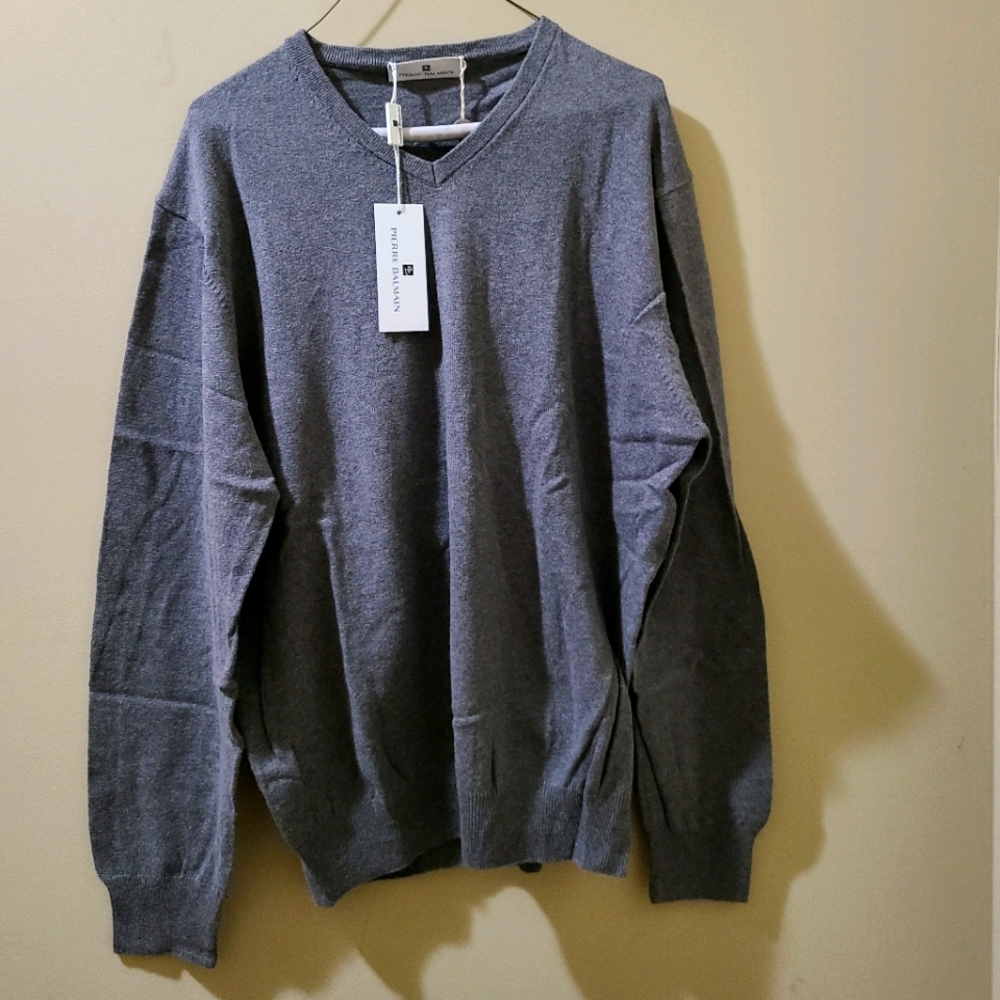 CASHMERE V-NECK PIERRE BALMAIN GREY SWEATER